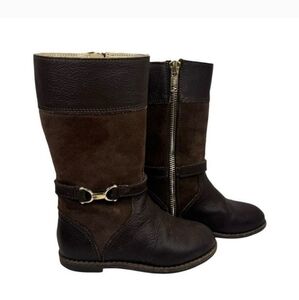 Janie and Jack Toddler Size 8 8C Brown Riding Boots with Gold Hardware Knee High